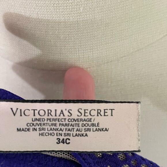 Victoria’s Secret Lined Perfect Coverage Blue Mesh Lace Bra Size 34C - Picture 3 of 3